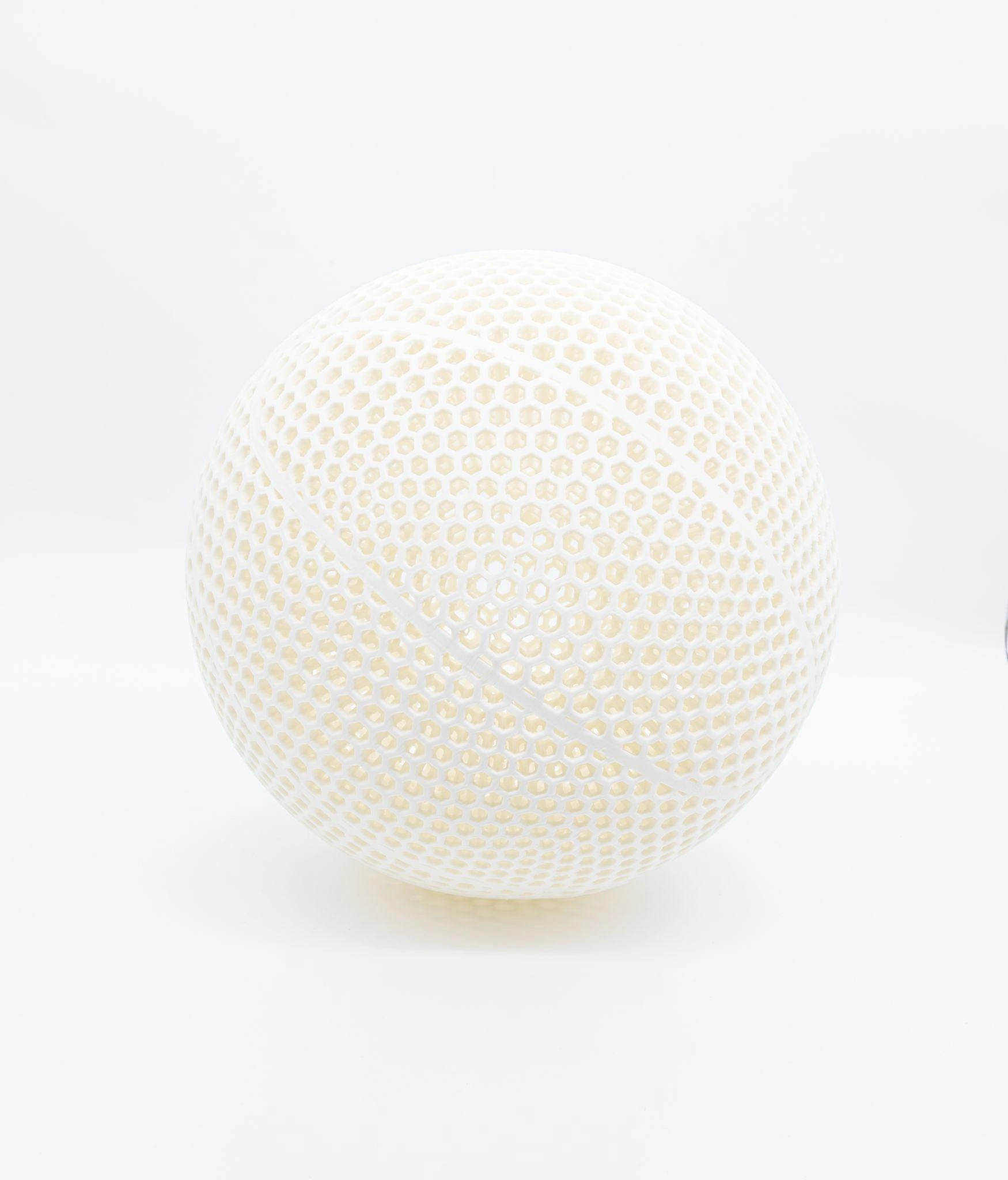 3d printed white peba airless basketball
