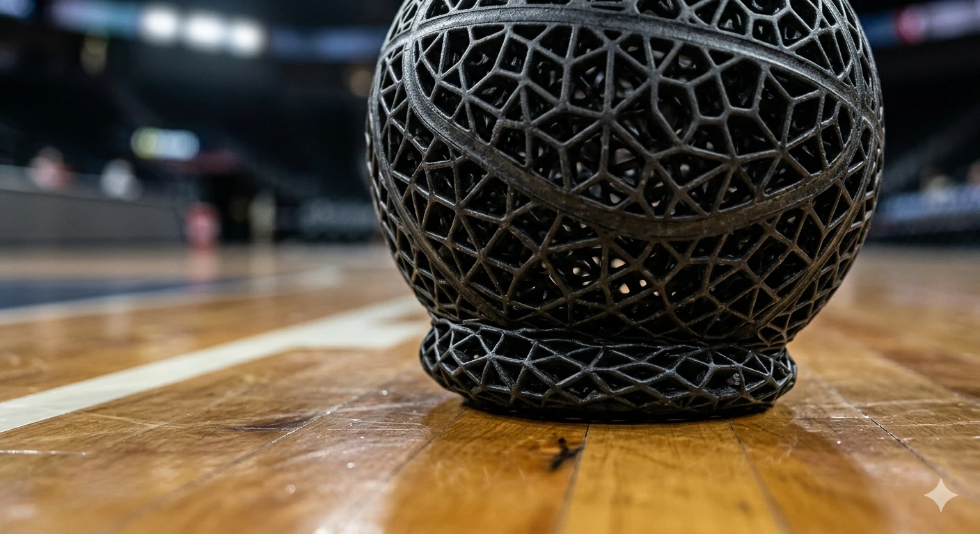 a 3d printed airless basketball compression testing