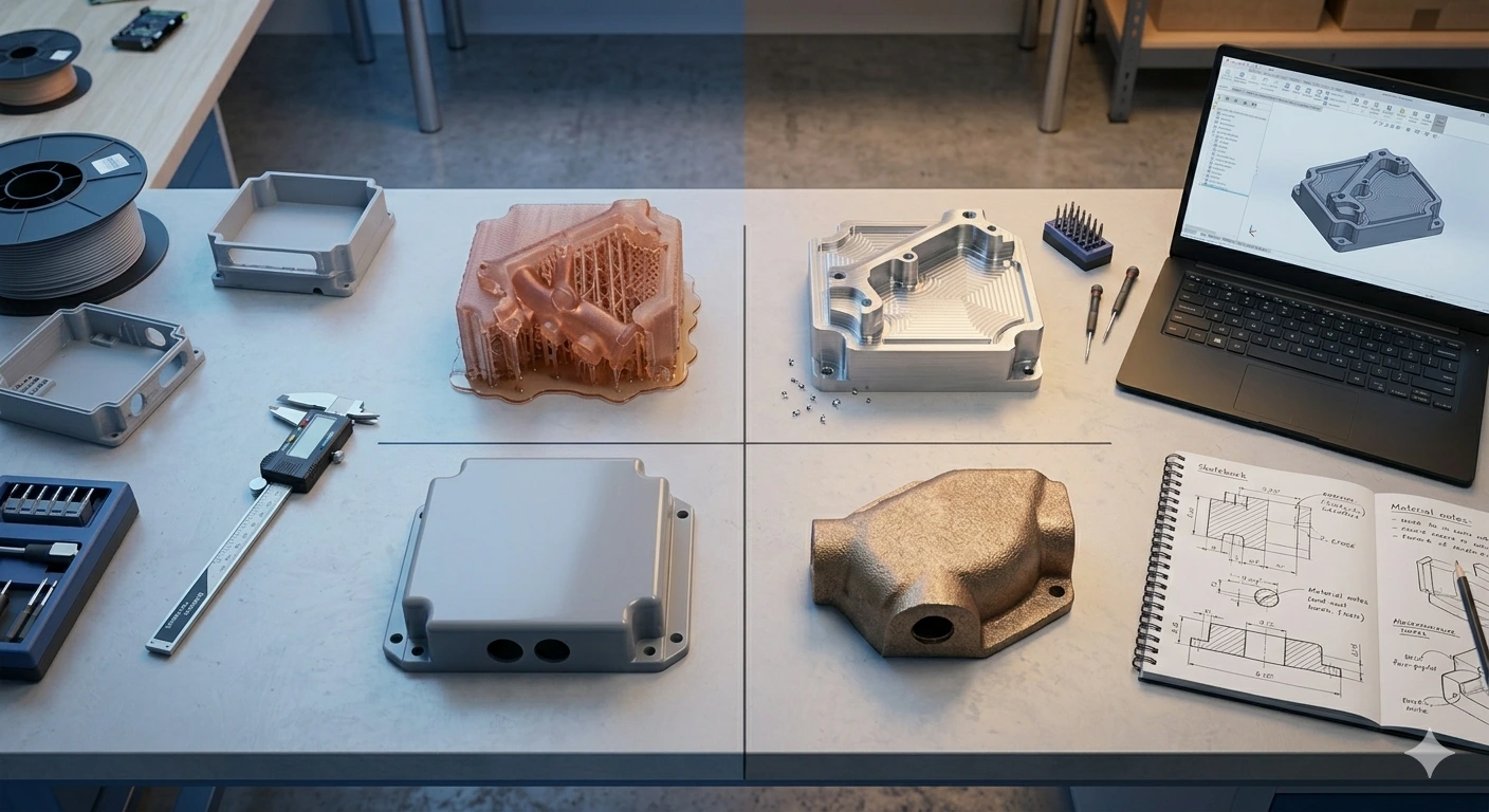 3d printed and cast parts