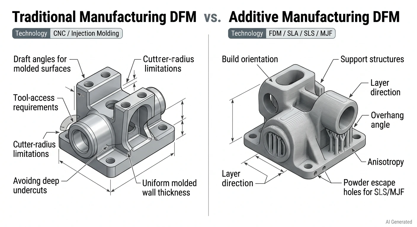 traditional manufacturing vs am dfm