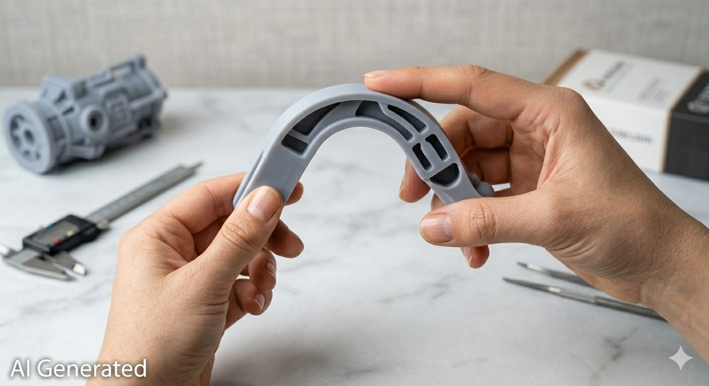 flexible grey resin part bent without breaking