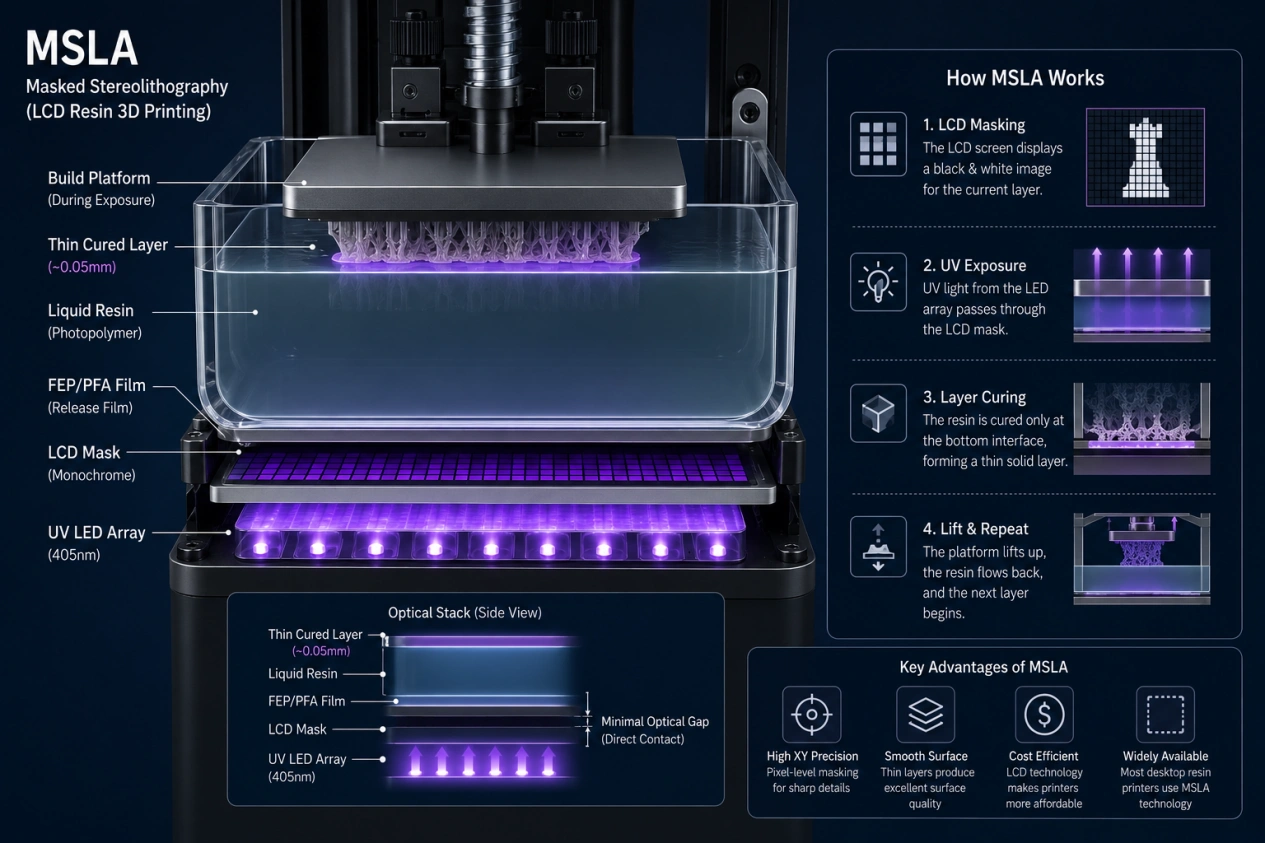 msla 3d printing diagram