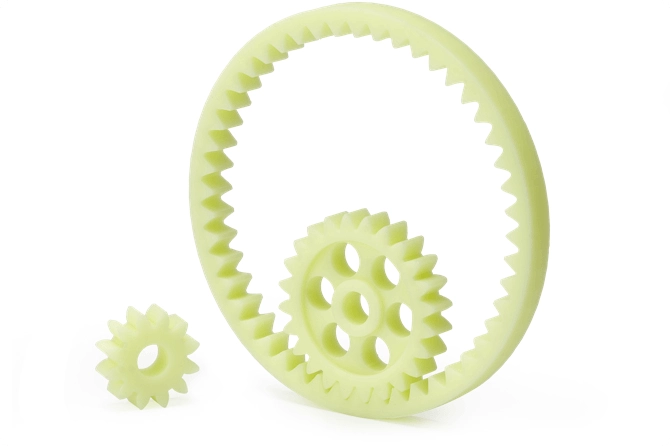 set of 3d printed gears in sla resin