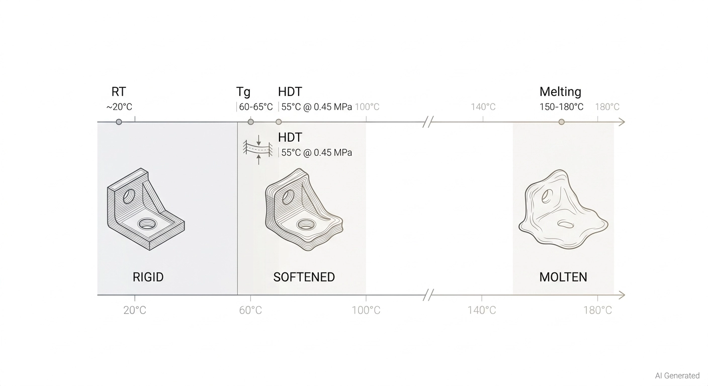 diagram showing the thermal behavior of a standard pla part