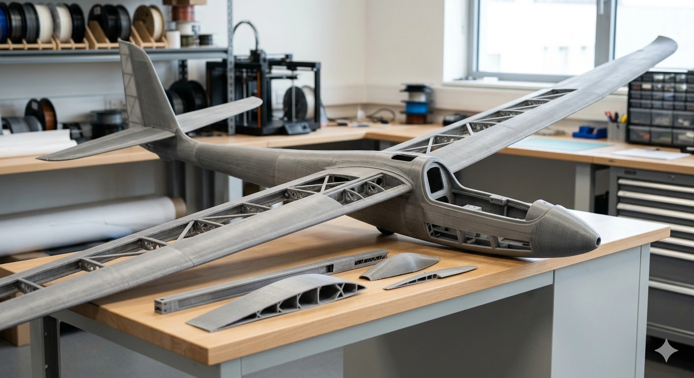 large 3d printed rc airplane made from lw pla
