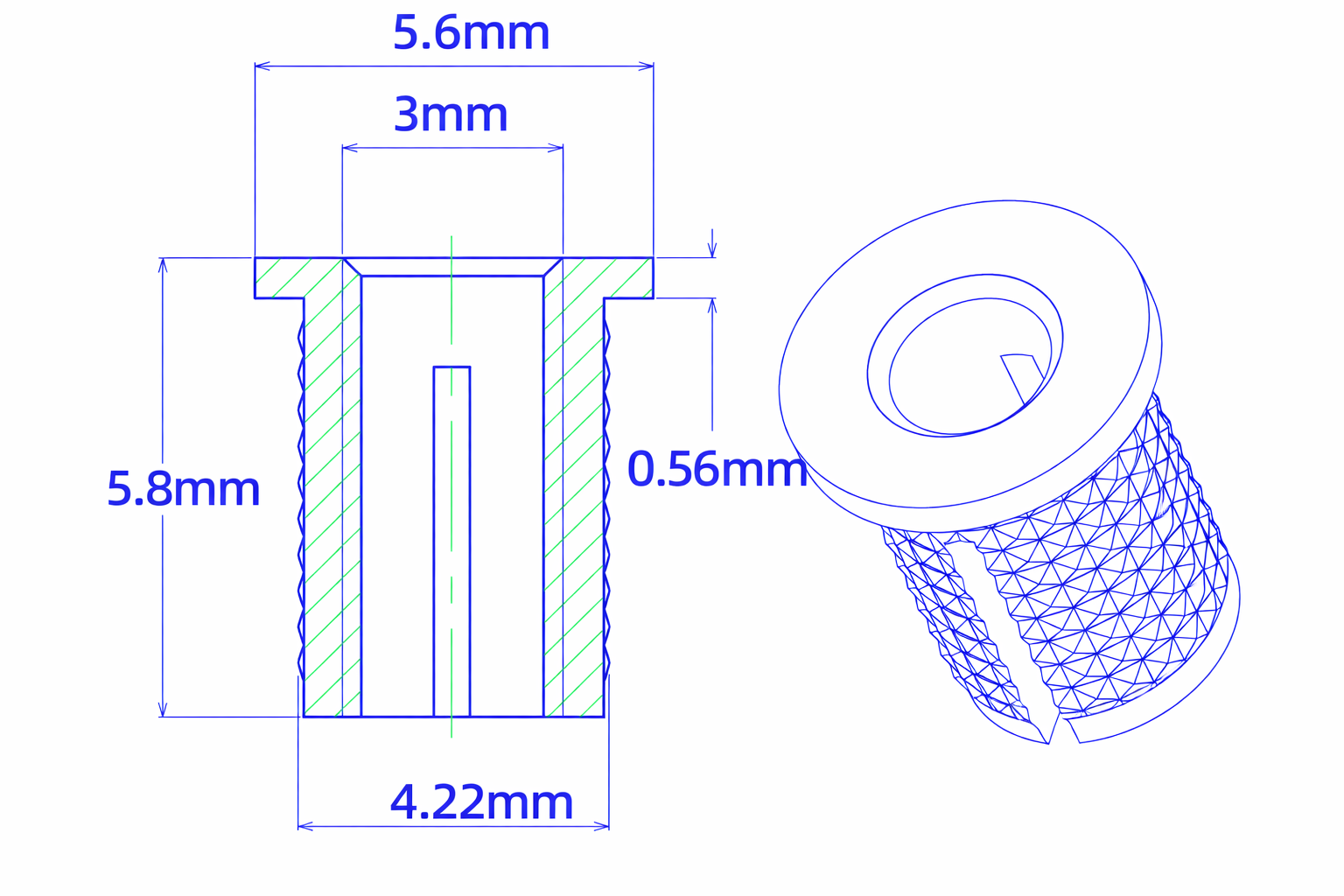 3d printing Insert hole requirements 3t